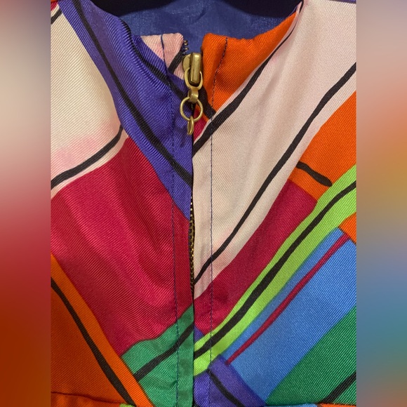 Anthropologie Leifsdottir Anthro Calliope Bright Abstract Plaid 100% Silk Dress - Picture 6 of 9